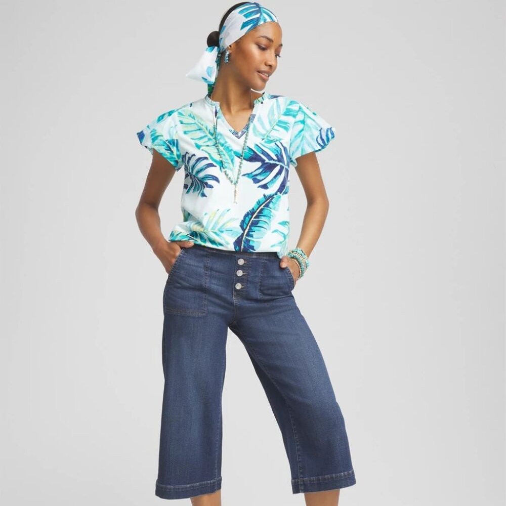 Notch Neck Cap Sleeve Tee